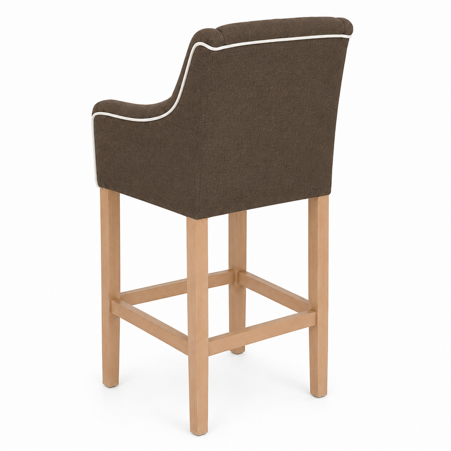 Bar Stool Canon - Brown Fabric & Natural Oak Legs - 64 x 60 x 131 cm