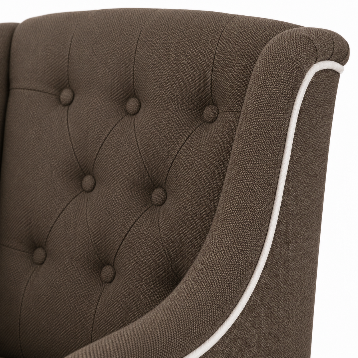 Bar Stool Canon - Brown Fabric & Natural Oak Legs - 64 x 60 x 131 cm