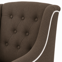 Bar Stool Canon - Brown Fabric & Natural Oak Legs - 64 x 60 x 131 cm