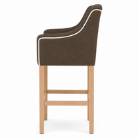 Bar Stool Canon - Brown Fabric & Natural Oak Legs - 64 x 60 x 131 cm