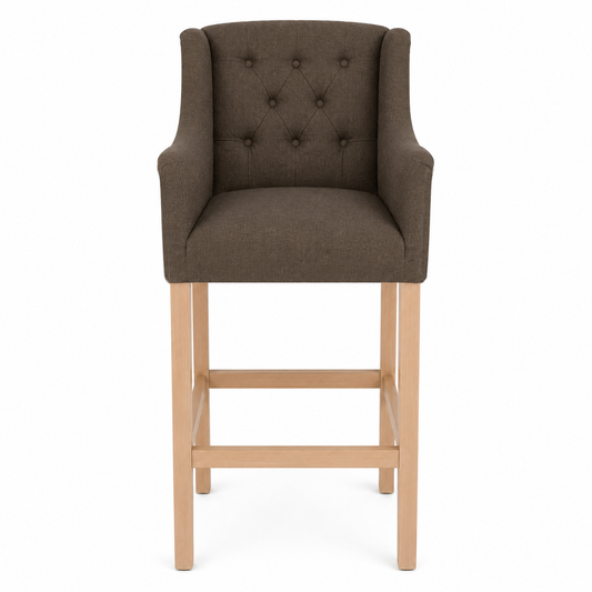 Bar Hocker Canon - Braunstoff & natürliche Eichenbeine - 64 x 60 x 131 cm