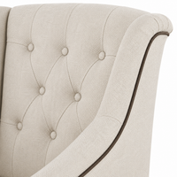 Bar Stool Canon - Light Beige Fabric & Natural Oak Legs - 64 x 60 x 131 cm