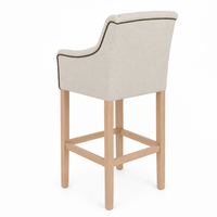 Bar Stool Canon - Light Beige Fabric & Natural Oak Legs - 64 x 60 x 131 cm