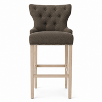 Bar Stool Dinos - Brown Fabric & Natural Oak Legs - 60 x 60 x 159 cm
