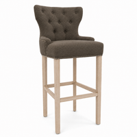 Bar Stool Dinos - Brown Fabric & Natural Oak Legs - 60 x 60 x 159 cm