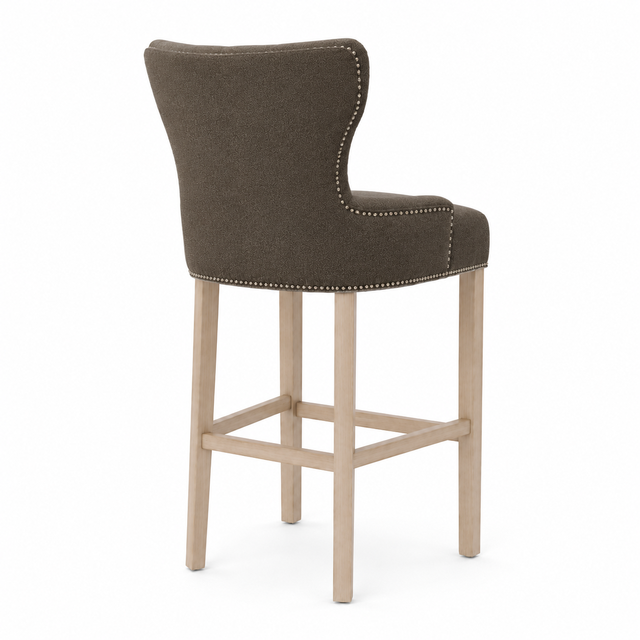 Bar Stool Dinos - Brown Fabric & Natural Oak Legs - 60 x 60 x 159 cm