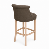 Bar Stool Ducati - Brown Fabric & Natural Oak Legs - 70 x 60 x 121 cm