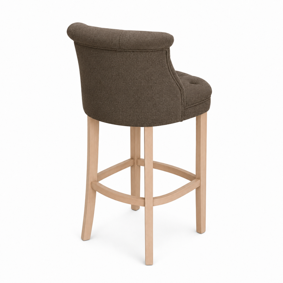 Bar Stool Ducati - Brown Fabric & Natural Oak Legs - 70 x 60 x 121 cm