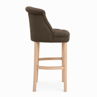 Bar Stool Ducati - Brown Fabric & Natural Oak Legs - 70 x 60 x 121 cm