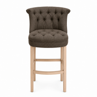 Bar Stool Ducati - Brown Fabric & Natural Oak Legs - 70 x 60 x 121 cm