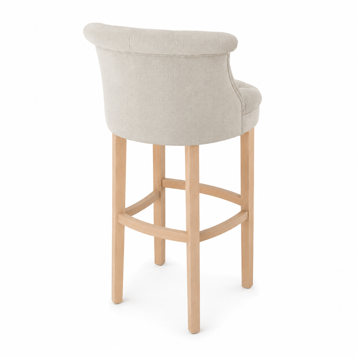 Bar Hocker Ducati - Light Beige Fabric & Natural Oak Legs - 70 x 60 x 121 cm
