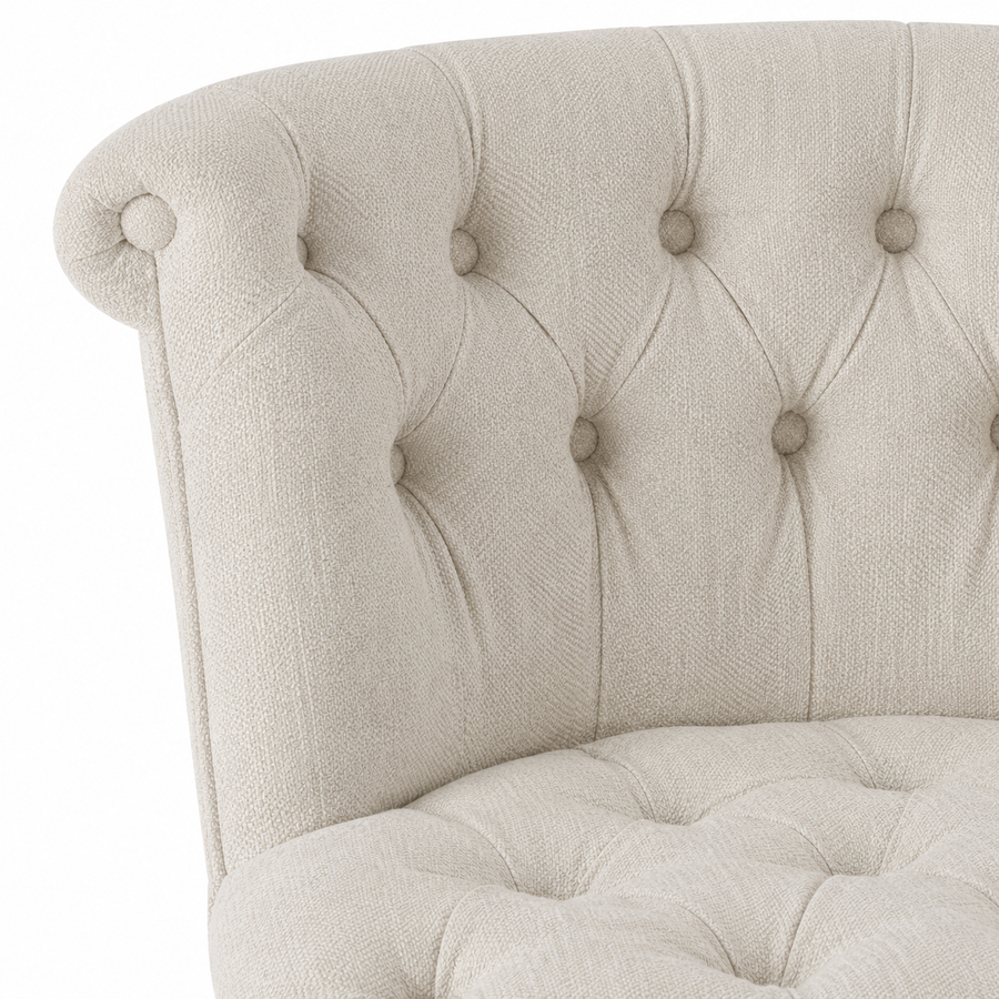 Bar Hocker Ducati - Light Beige Fabric & Natural Oak Legs - 70 x 60 x 121 cm