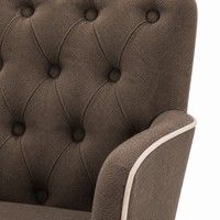 Bar Stool Elise - Brown Fabric & Natural Oak Legs - 62 x 67 x 140 cm
