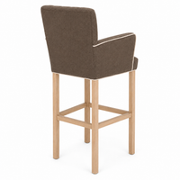 Bar Stool Elise - Brown Fabric & Natural Oak Legs - 62 x 67 x 140 cm