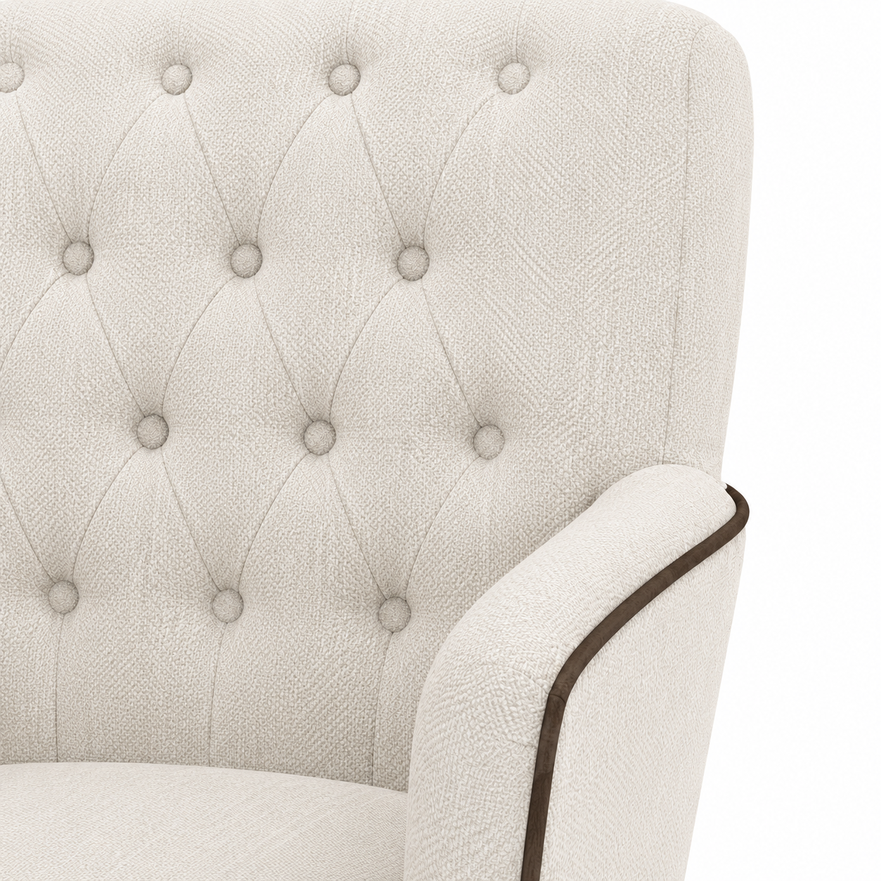 Bar Stool Elise - Light Beige Fabric & Natural Oak Legs - 62 x 67 x 140 cm