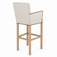 Bar Stool Elise - Light Beige Fabric & Natural Oak Legs - 62 x 67 x 140 cm