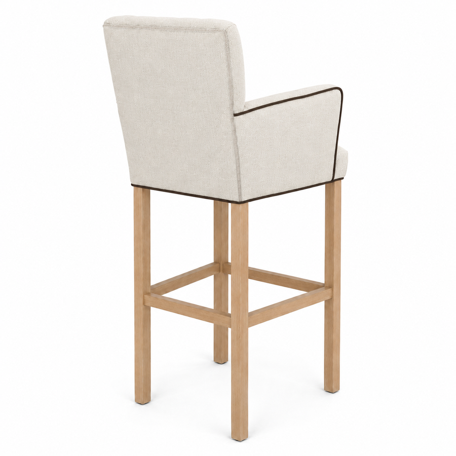 Bar Stool Elise - Light Beige Fabric & Natural Oak Legs - 62 x 67 x 140 cm