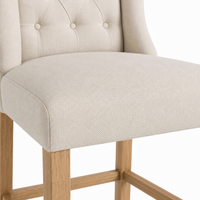 Bar Stool Hectori - Beige Fabric & Natural Oak Legs - 58 x 55 x 141 cm