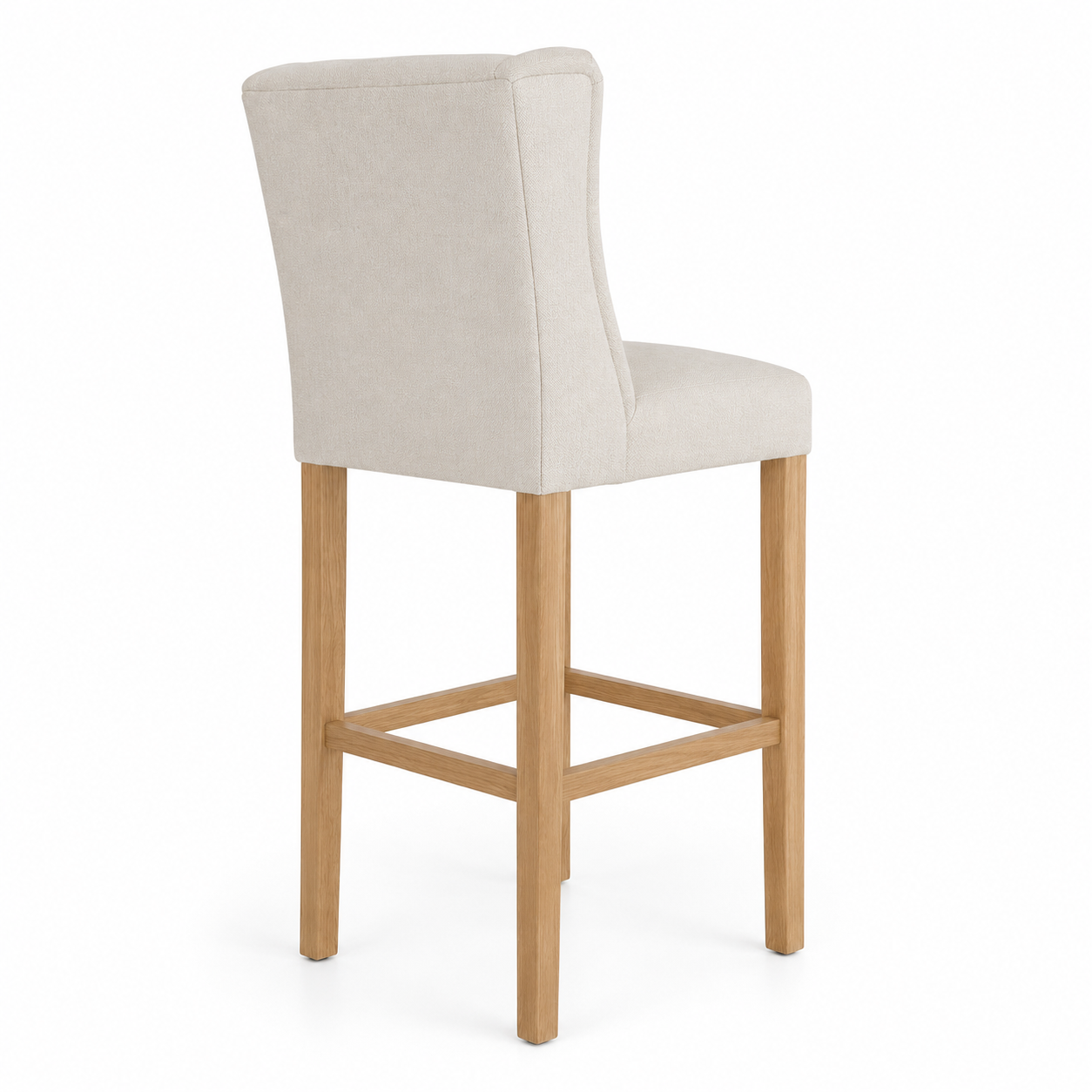 Bar Stool Hectori - Beige Fabric & Natural Oak Legs - 58 x 55 x 141 cm