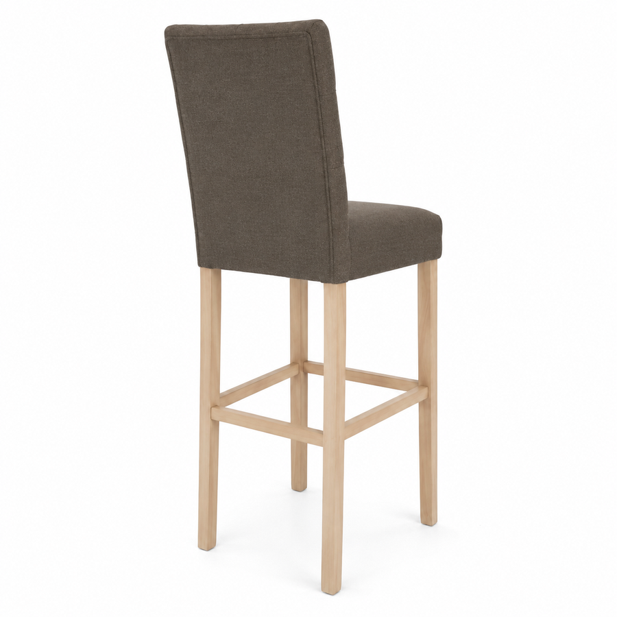 Bar Stool Mistral - Brown Fabric & Natural Oak Legs - 59 x 50 x 142 cm