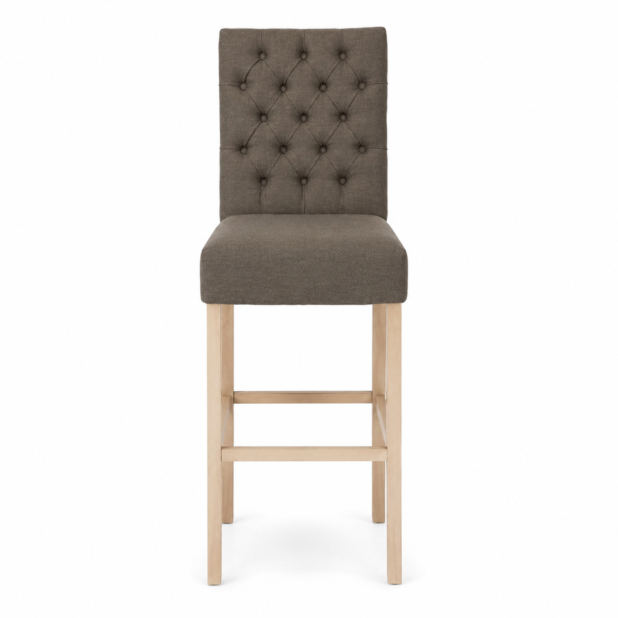 Bar Stool Mistral - Brown Fabric & Natural Oak Legs - 59 x 50 x 142 cm