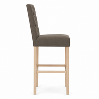 Bar Stool Mistral - Brown Fabric & Natural Oak Legs - 59 x 50 x 142 cm