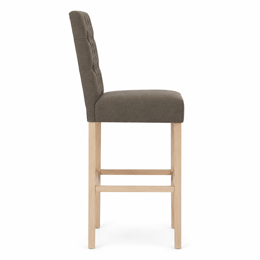Bar Stool Mistral - Brown Fabric & Natural Oak Legs - 59 x 50 x 142 cm