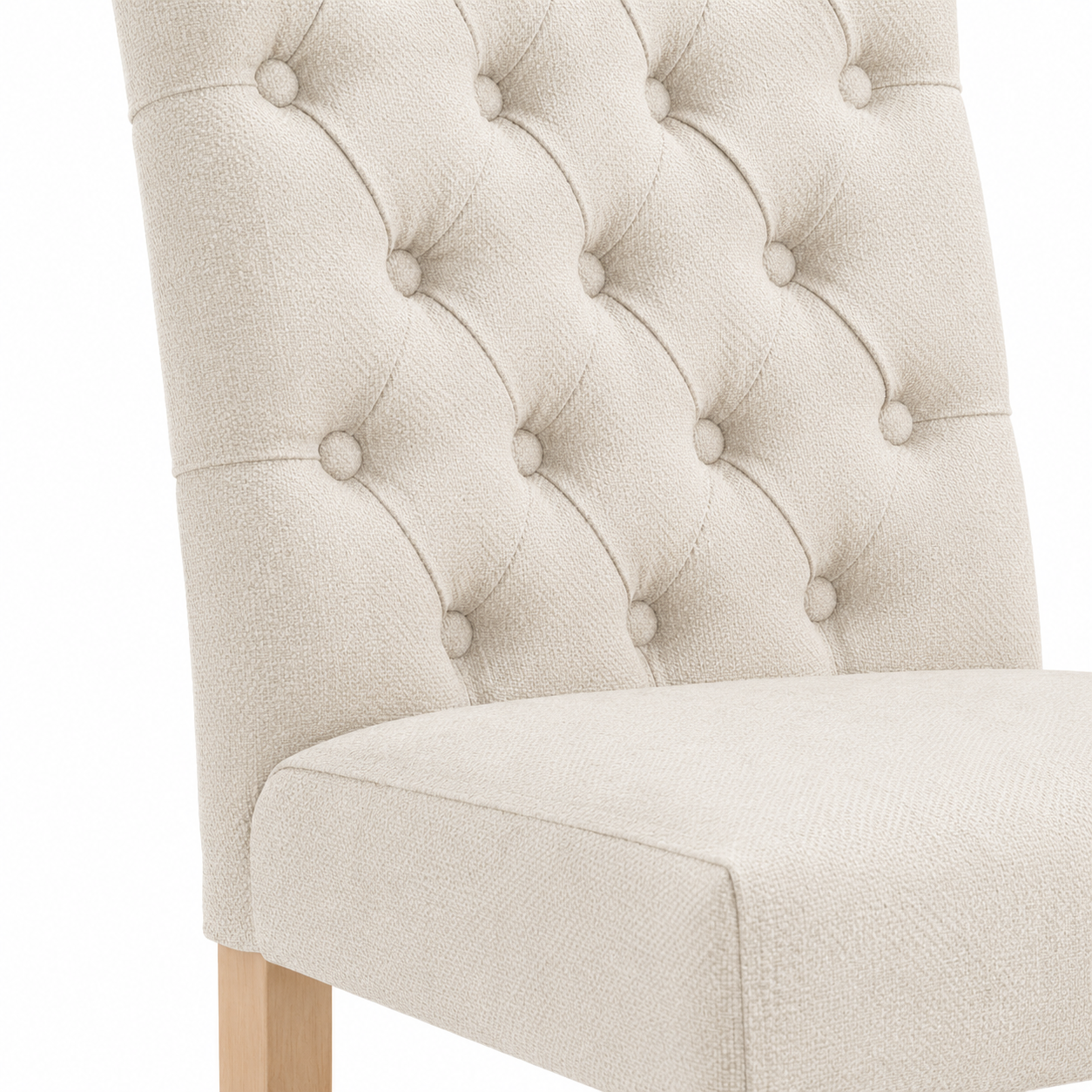Bar Stool Mistral - Light Beige Fabric & Natural Oak Legs - 59 x 50 x 142 cm
