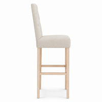 Bar Stool Mistral - Light Beige Fabric & Natural Oak Legs - 59 x 50 x 142 cm