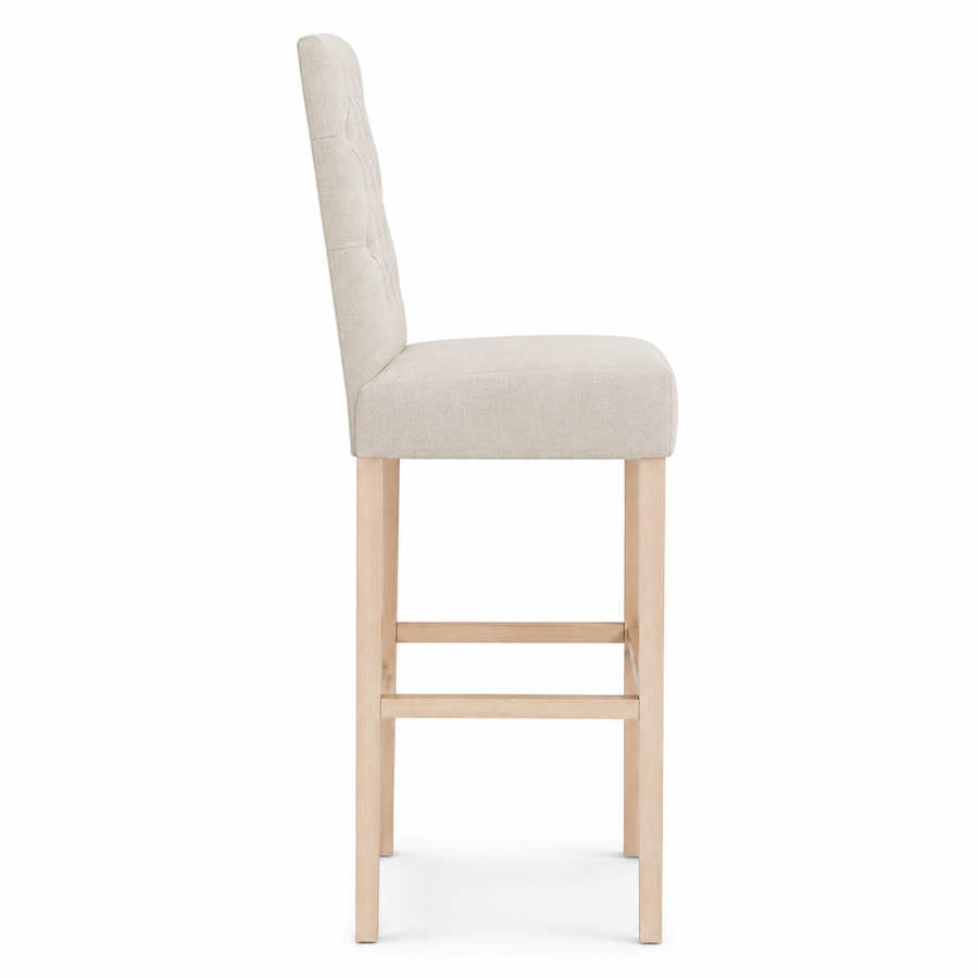 Bar Stool Mistral - Light Beige Fabric & Natural Oak Legs - 59 x 50 x 142 cm