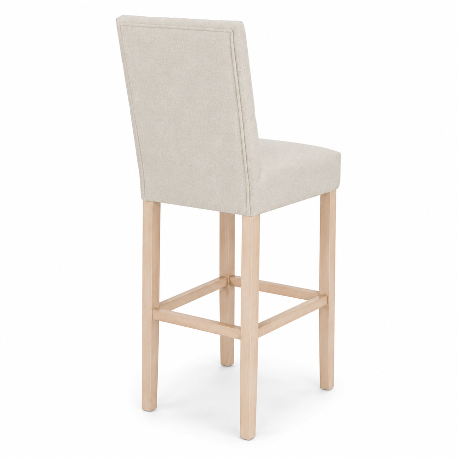 Bar Stool Mistral - Light Beige Fabric & Natural Oak Legs - 59 x 50 x 142 cm