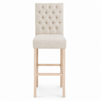 Bar Stool Mistral - Light Beige Fabric & Natural Oak Legs - 59 x 50 x 142 cm