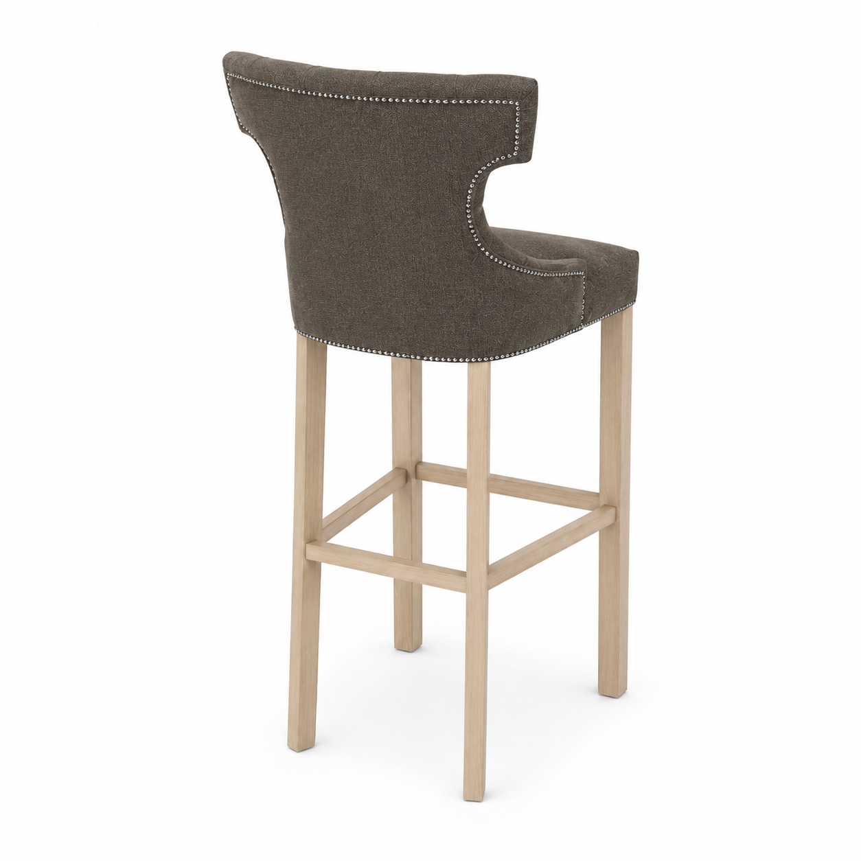 Bar Stool Montana - Brown Fabric & Natural Oak Legs - 60 x 61 x 159 cm