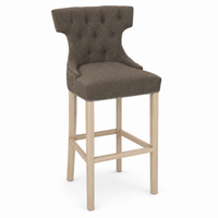 Bar Stool Montana - Brown Fabric & Natural Oak Legs - 60 x 61 x 159 cm