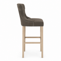 Bar Stool Montana - Brown Fabric & Natural Oak Legs - 60 x 61 x 159 cm