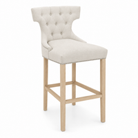 Bar Stool Montana - Light Beige Fabric & Natural Oak Legs - 60 x 61 x 159 cm