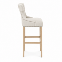 Bar Stool Montana - Light Beige Fabric & Natural Oak Legs - 60 x 61 x 159 cm