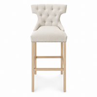 Bar Stool Montana - Light Beige Fabric & Natural Oak Legs - 60 x 61 x 159 cm