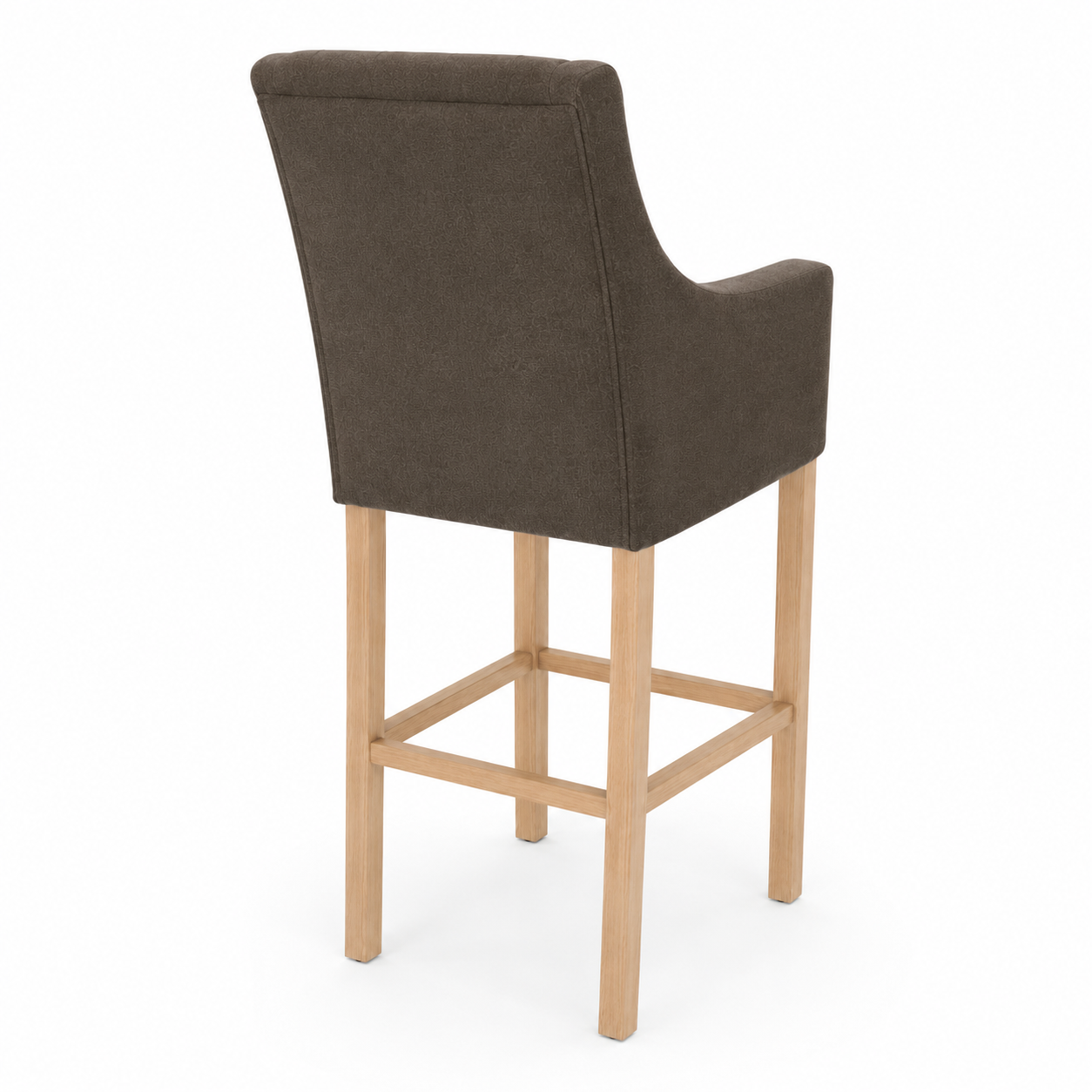 Bar Stool Orlando - Brown Fabric & Natural Oak Legs - 70 x 62 x 149 cm