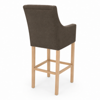 Bar Stool Orlando - Brown Fabric & Natural Oak Legs - 70 x 62 x 149 cm