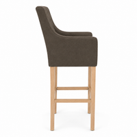Bar Stool Orlando - Brown Fabric & Natural Oak Legs - 70 x 62 x 149 cm