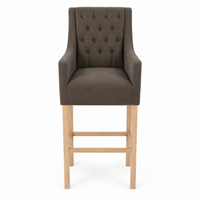 Bar Stool Orlando - Brown Fabric & Natural Oak Legs - 70 x 62 x 149 cm