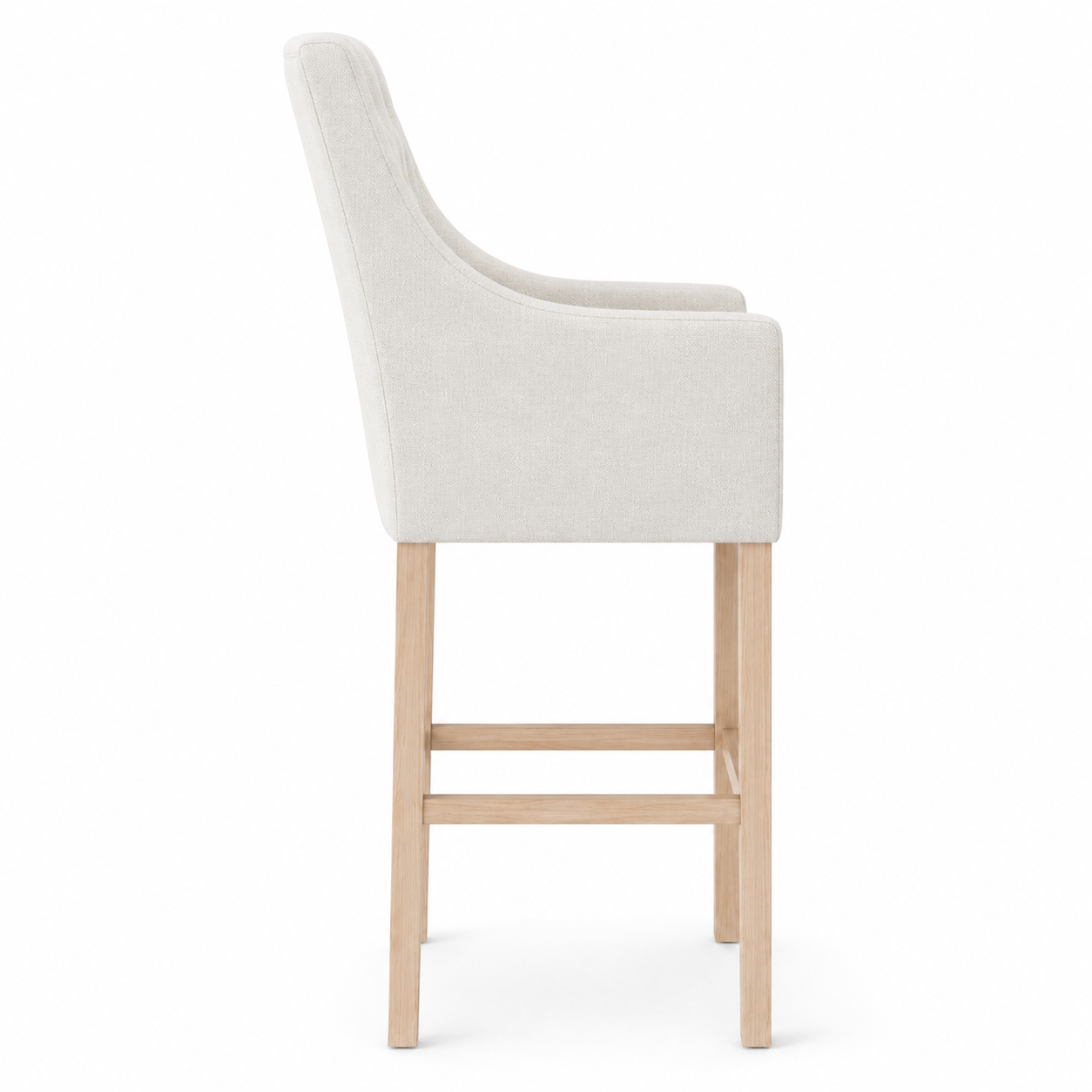 Bar Stool Orlando - Light Beige Fabric & Natural Oak Legs - 70 x 62 x 149 cm