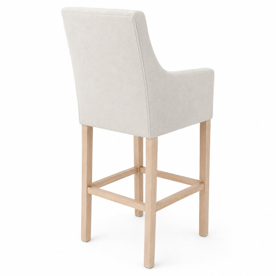 Bar Stool Orlando - Light Beige Fabric & Natural Oak Legs - 70 x 62 x 149 cm