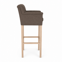 Bar Stool Theems - Brown Fabric & Natural Oak Legs - 65 x 67 x 124 cm