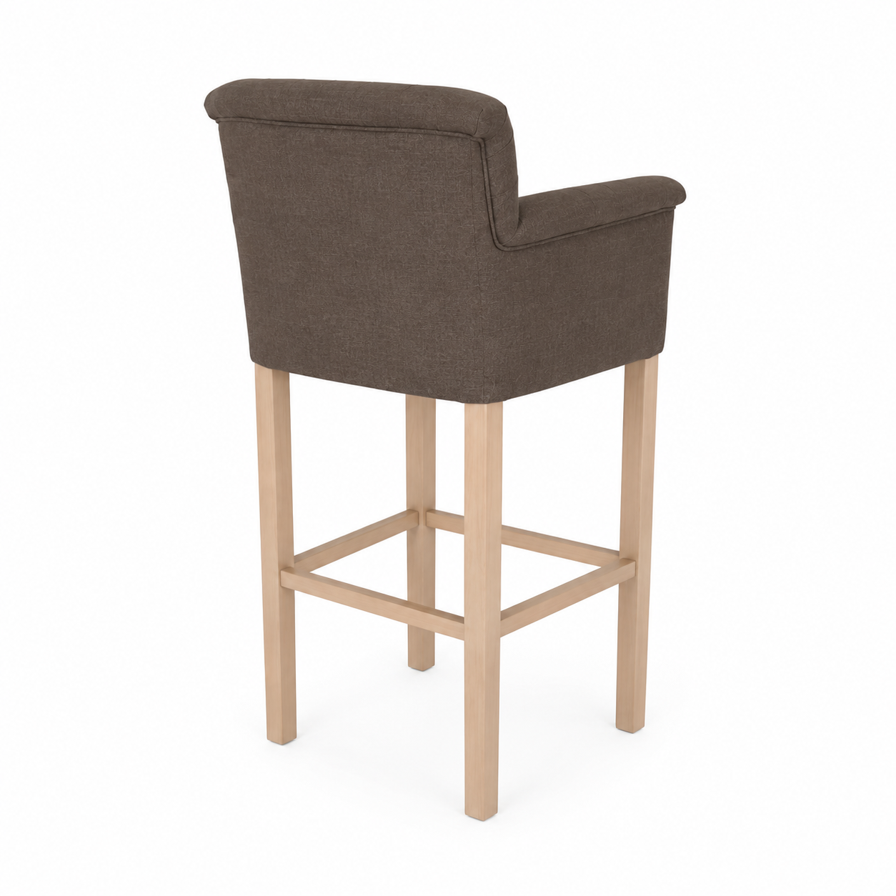 Bar Stool Theems - Brown Fabric & Natural Oak Legs - 65 x 67 x 124 cm