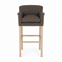 Bar Stool Theems - Brown Fabric & Natural Oak Legs - 65 x 67 x 124 cm