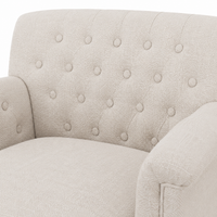 Bar Stool Theems - Light Beige Fabric & Natural Oak Legs - 65 x 67 x 124 cm