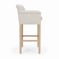 Bar Stool Theems - Light Beige Fabric & Natural Oak Legs - 65 x 67 x 124 cm