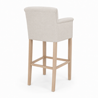 Bar Stool Theems - Light Beige Fabric & Natural Oak Legs - 65 x 67 x 124 cm